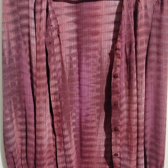 Worthington Blouse Womens Large Red & Black Stripe Button Up Tie at Neck L - Picture 3 of 8